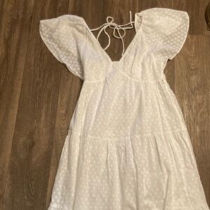 Madewell White Cotton Flutter Sleeve Tiered Sundress Size 10